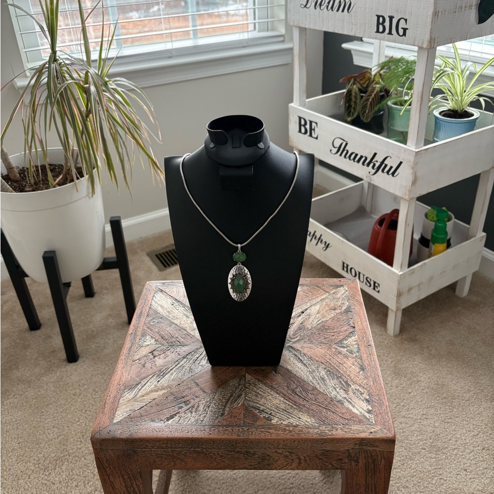 Lucky Brand Reversible Green Aventurine Pendant Necklace